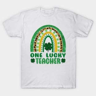 One Lucky Teacher Rainbow St Patricks Day T-Shirt